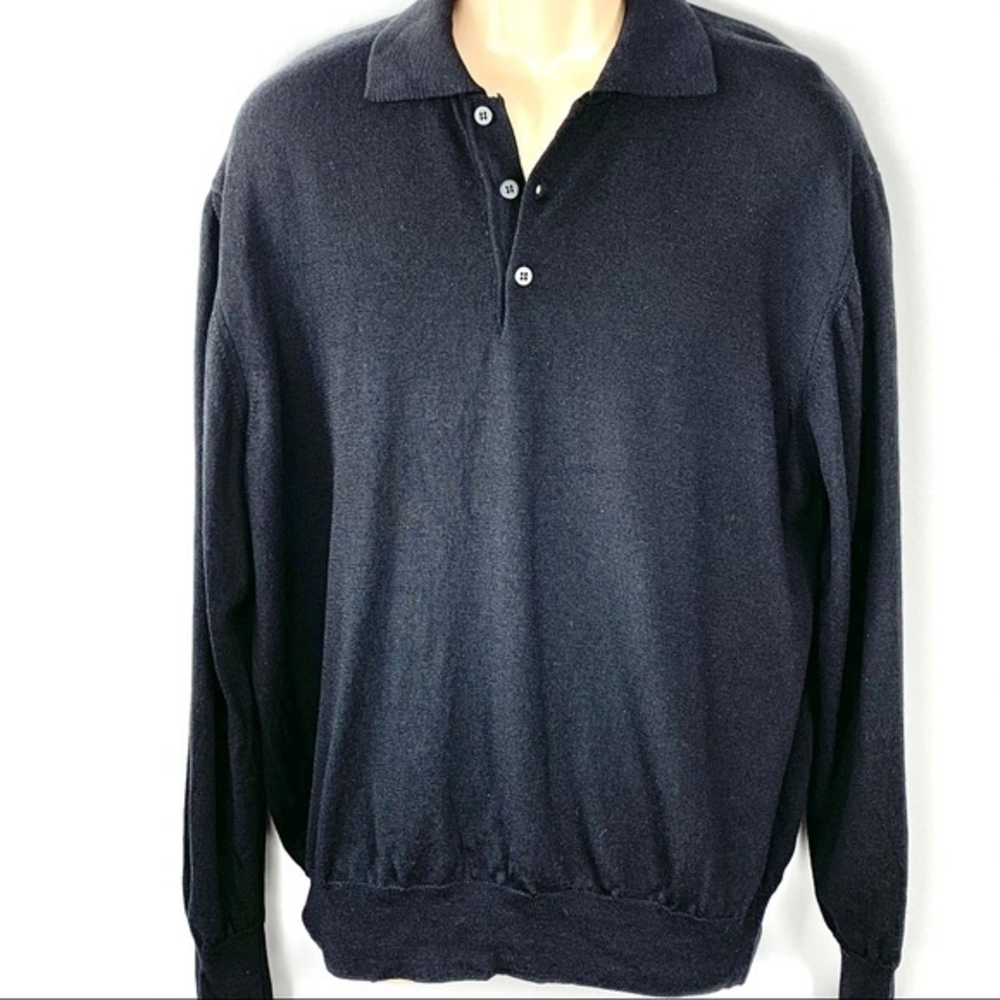 Pointe Vecchio Italy Black Extra‎ Fine Merino Wool Sweater XL
